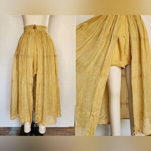 UMBERTO GINOCCHIETTI LINEN Vintage Pleated Okra Yellow SKORT ITALY XXS XS 38
